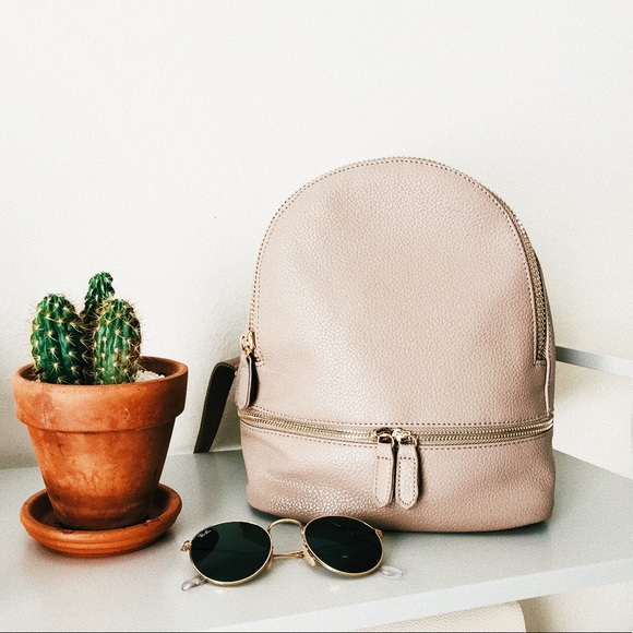 Handbags - Mini Contemporary Vegan Leather Backpack - Taupe